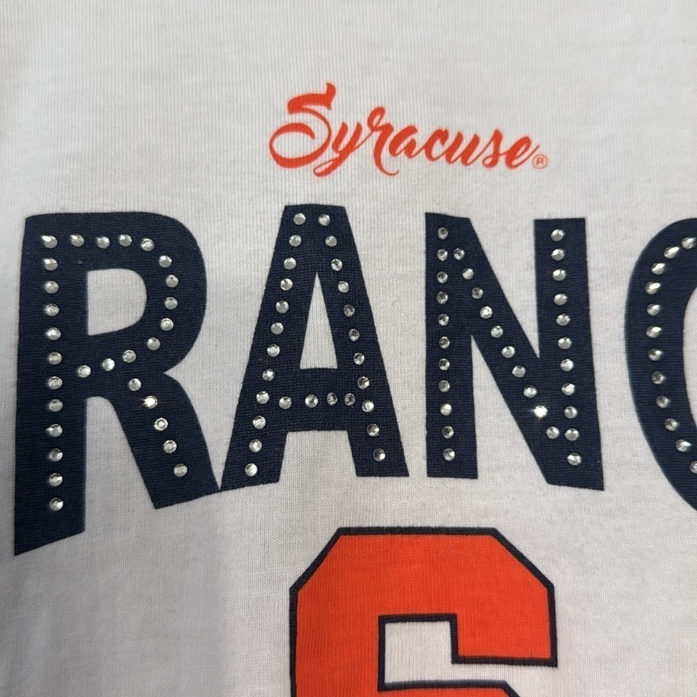 NWT Syracuse University Wmns Orange Sports Teams Bedazzled Sparkly T-Shirt - Picture 4 of 7